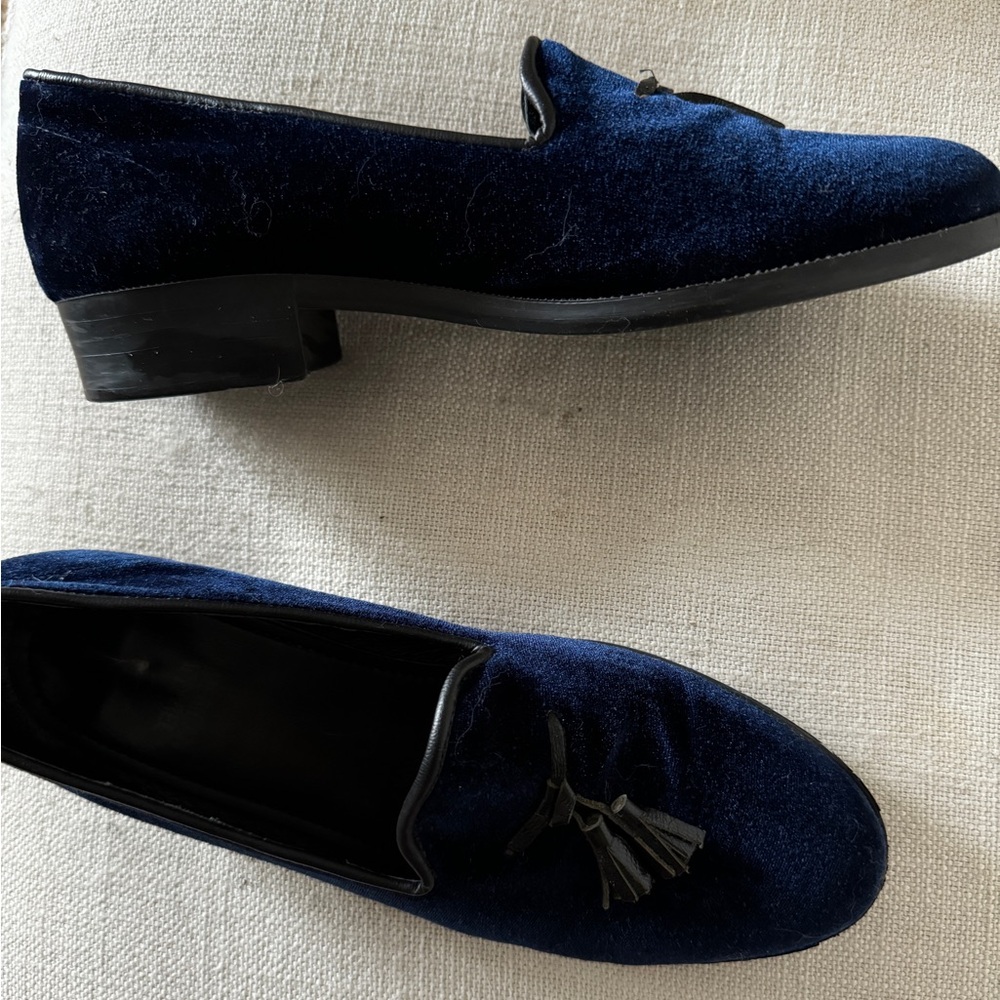 American Apparel Navy Velvet vintage Loafers Made in USA size 8